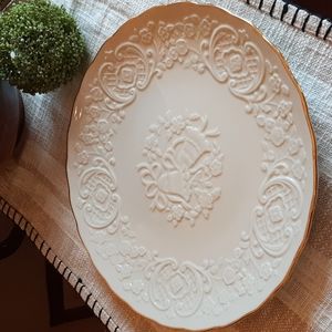 Lenox Porcelain Cream Gold Trim "Marriage Plate", Unused, Like New Condition